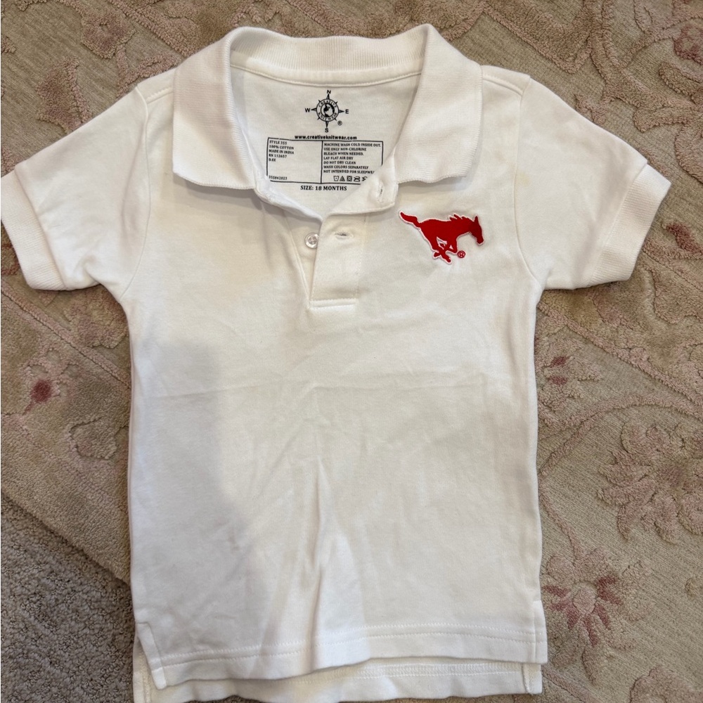 Classic White Polo Shirt with Red Logo
